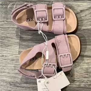 Zara Buckled Leather Toddler Sandals Lavender 5 1/2